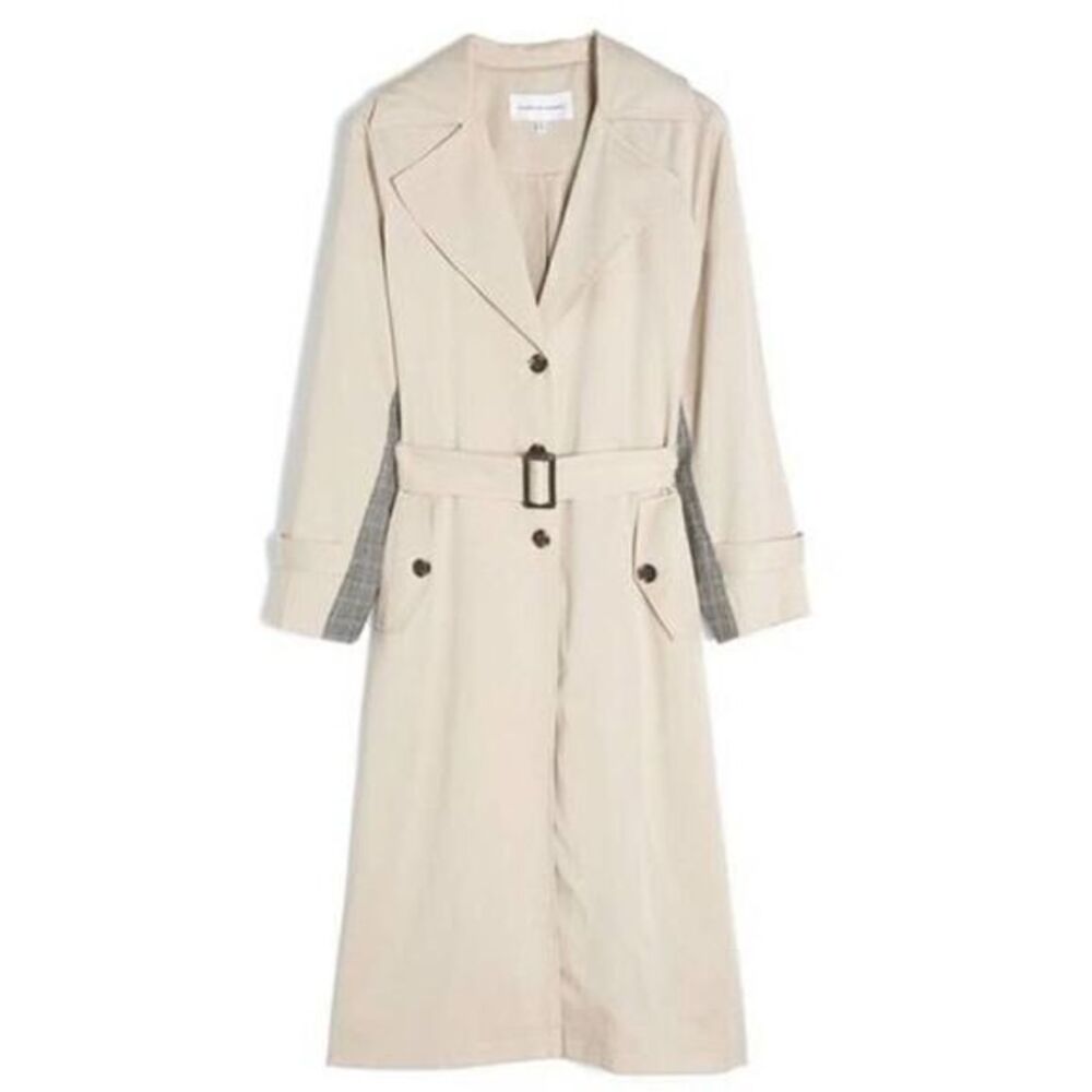 ANTHROPOLOGIE Tarina Contrast Trench Jacket Coat SMALL